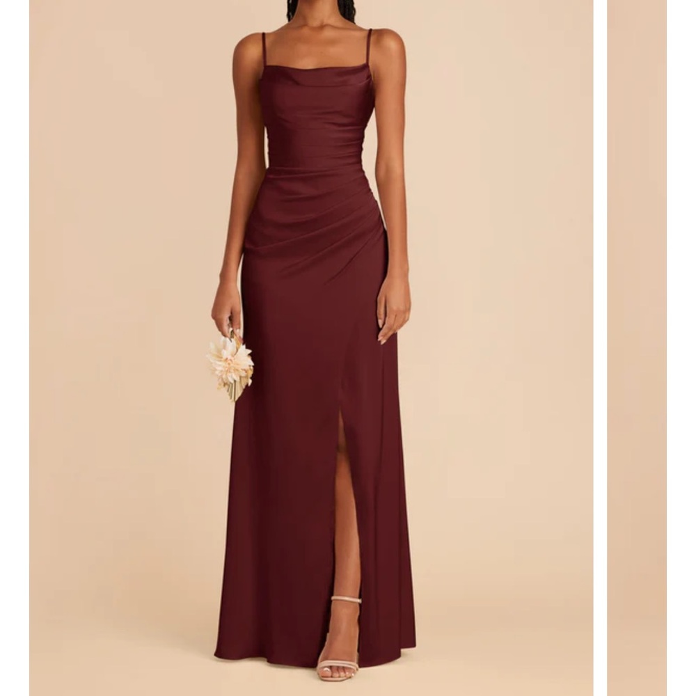 Spaghetti Strap Burgundy Evening Gown